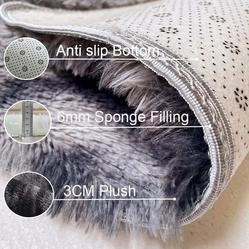 Gray Plush Velvet Area Rug – Soft Fluffy Anti-Slip Carpet for Living Room, Bedroom, Kids Room & Home Decor