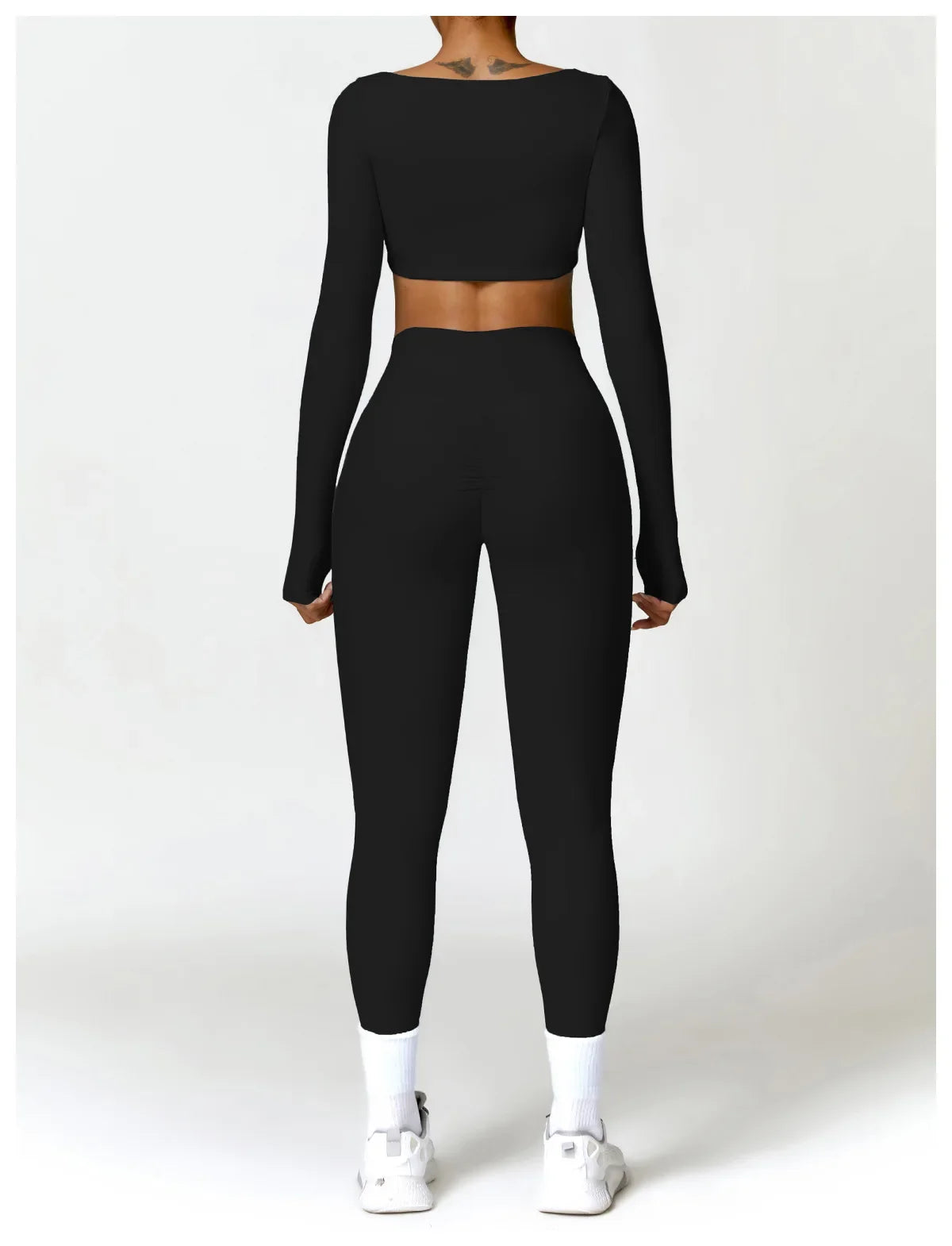 Hearuisavy 2PCS Long Sleeve Gym Set for Women, Quick-Drying Yoga Clothes, Sportswear, Running Leggings, Workout Sports Crop Top