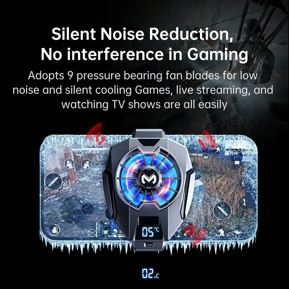 WEKOME Mobile Phone Heat Dissipator: Temperature Display Gaming Cooling Radiator with Universal Back Clip