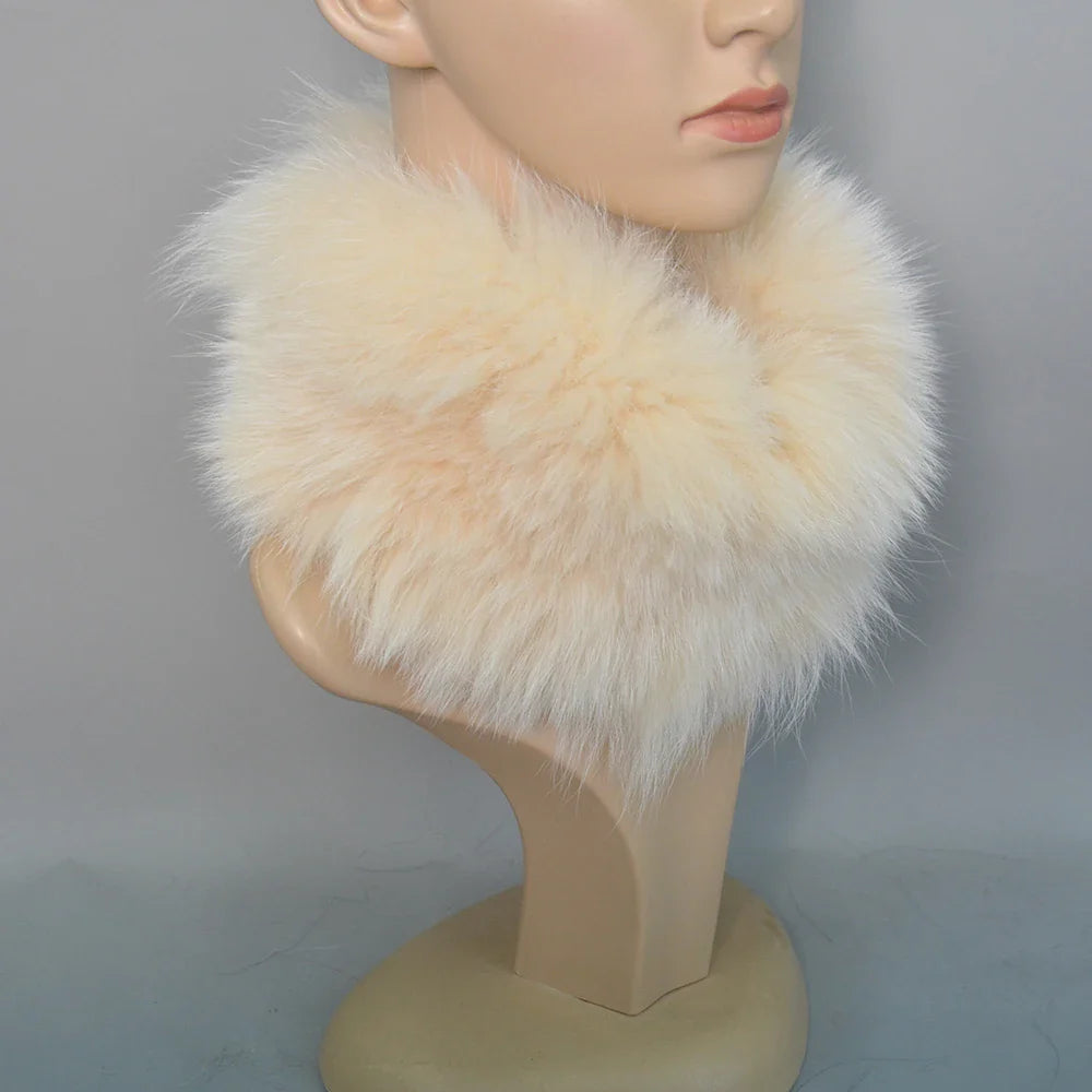 2025 Real Fox Fur Scarf and Headband – Luxury Winter Neck Warmer for Women, 100% Natural Fur, Elastic Ring Muffler