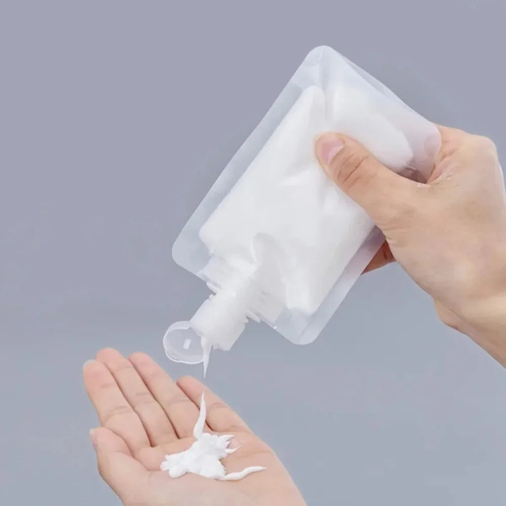 5pcs Travel Refillable Squeeze Bags — Empty Lotion, Shampoo, Conditioner & Cosmetic Storage Pouches for Toiletries