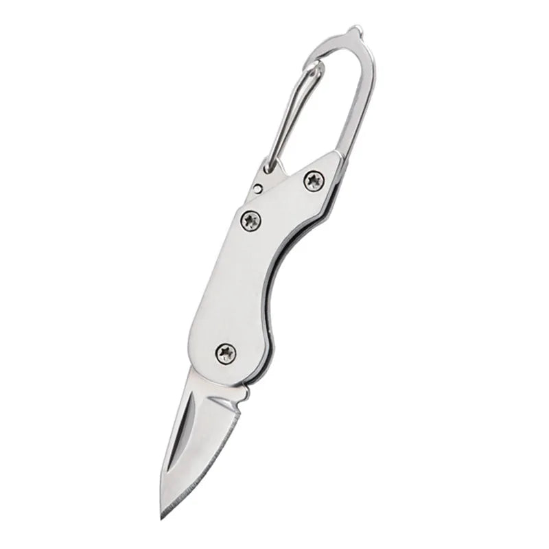 Stainless Steel Mini Folding Knife Keychain – Portable EDC Pocket Multitool for Camping & Outdoor Use