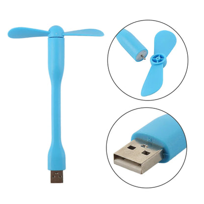 Mini USB Flexible Fan – Bendable Portable Hand Fan for Laptop, PC, Power Bank, and AC Charger, Summer Cooling Gadget