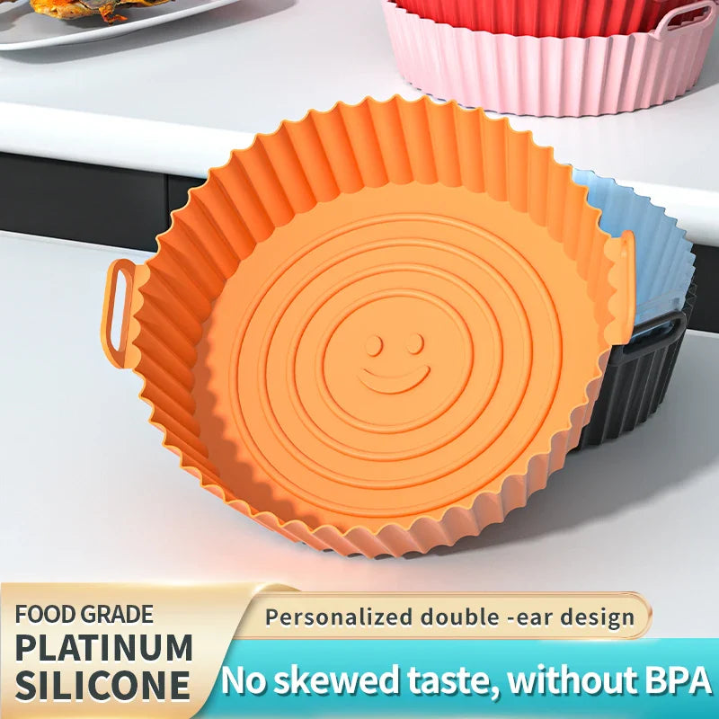 Reusable Silicone Air Fryer Basket & Baking Tray – Non-Stick Mold Liner for Oven, Pizza, Fried Chicken & More