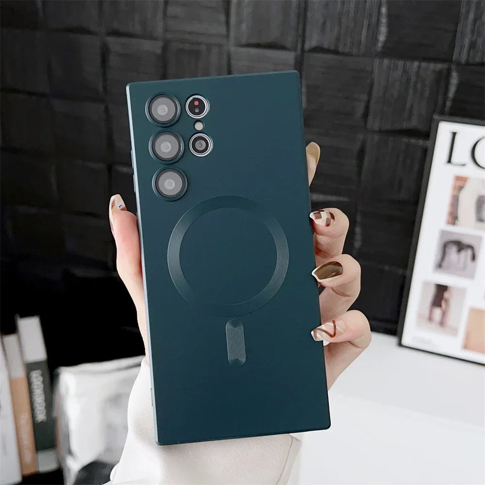 Luxury Matte Magnetic Case for Samsung S25/S24/S23/S22 Ultra & S21/S20 Plus – Magsafe Compatible Note 20 Ultra Phone Cover