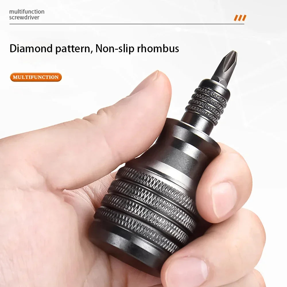 Mini Titanium Screwdriver Set — 7-in-1 Magnetic 1/4" S2 Alloy Steel Drill Bit EDC Repair Tool