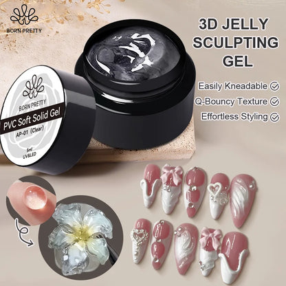 BORN PRETTY 30ML Nail Rhinestone & Gem Glue Gel – 3D Sculpting Adhesive for Nail Art, Flower Carving & DIY Decoration