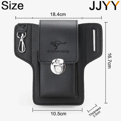 Men’s Leather Vintage Waist Bag – Phone Holster Pouch for Travel, Hiking & Outdoor Use
