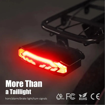 Wireless Bicycle Tail Light with Turn Signal & Anti-Theft Alarm – USB Rechargeable, IP65 Waterproof Brake Sensor Bike Light with Bracket