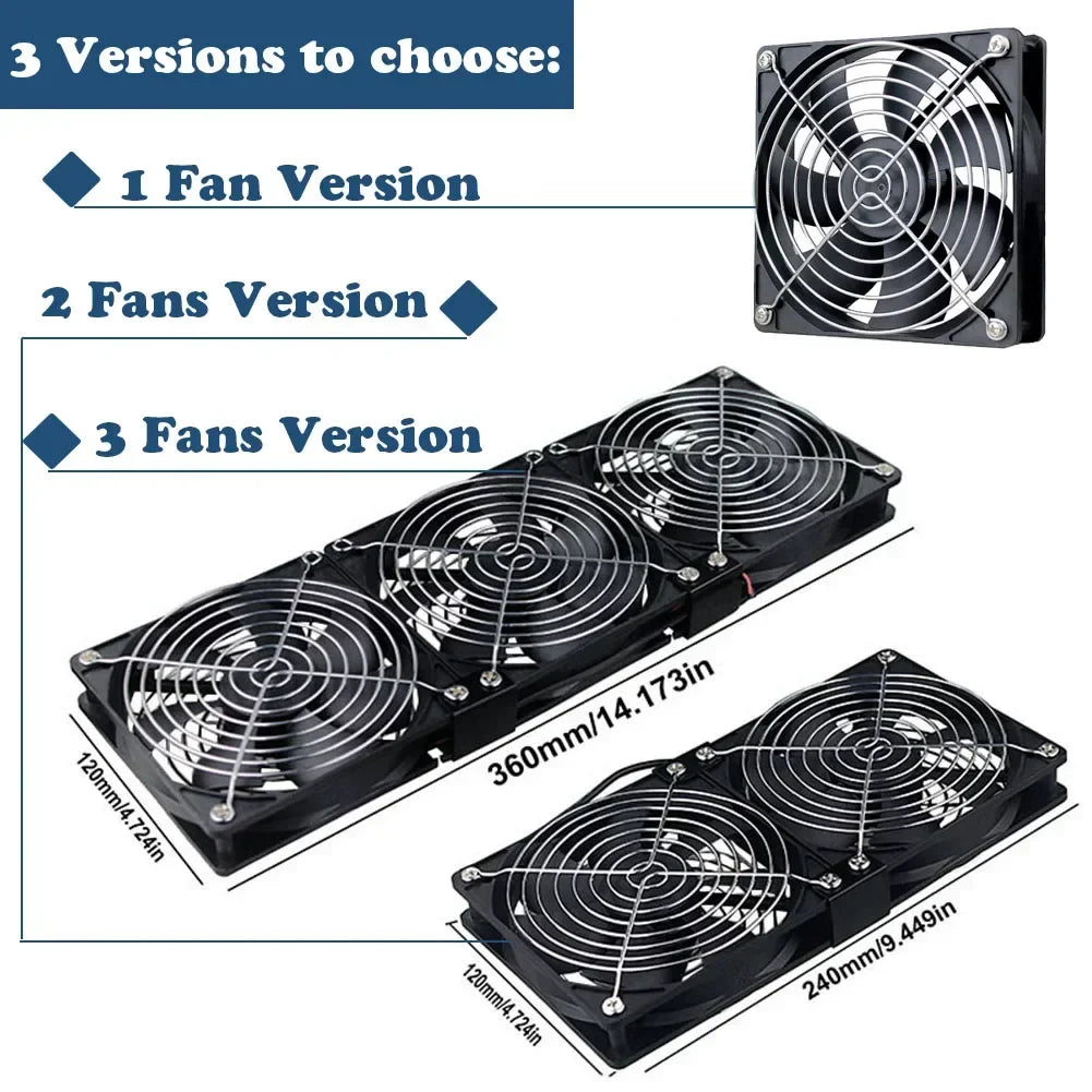 120mm 3000RPM Cooling Fan with Controller – 12V/220V Server, BTC Machine, Workstation Cabinet Radiator Fan