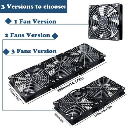 120mm 3000RPM Cooling Fan with Controller – 12V/220V Server, BTC Machine, Workstation Cabinet Radiator Fan