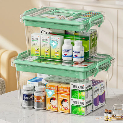 Large Capacity Portable Medicine Box – Multi-Layer Transparent First Aid & Medicine Storage Organizer