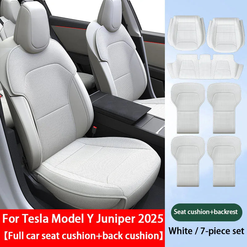 Tesla Model Y Juniper 2025 Seat Cushion – PU Breathable Punching Split Car Seat Protector Universal Interior Accessory
