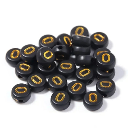 A-Z Alphabet Beads Set - 100-500pcs Black Gold Acrylic Letter Beads for DIY Jewelry Making Charm Bracelets Accessories