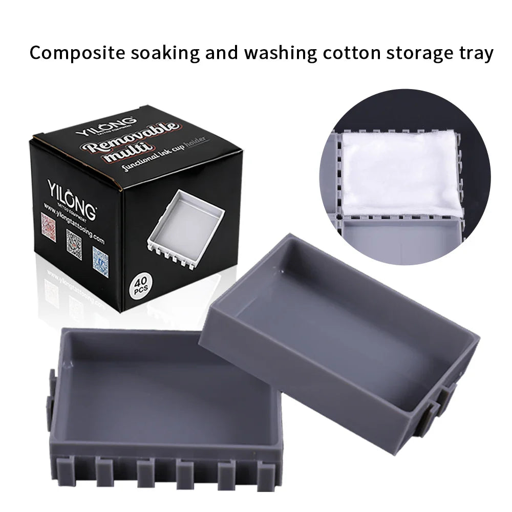 YILONG Multi-Spliced Tattoo Ink Cup & Cartridge Holder — ABS Desktop Storage Rack for Tattoo Accessories
