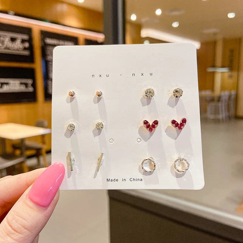 New S925 Silver Needle Stud Earrings Set – Simple & Cute Mini Earrings for Women & Girls, Exquisite Jewelry Gift