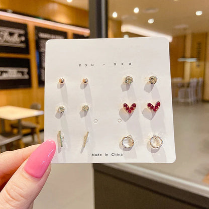 New S925 Silver Needle Stud Earrings Set – Simple & Cute Mini Earrings for Women & Girls, Exquisite Jewelry Gift