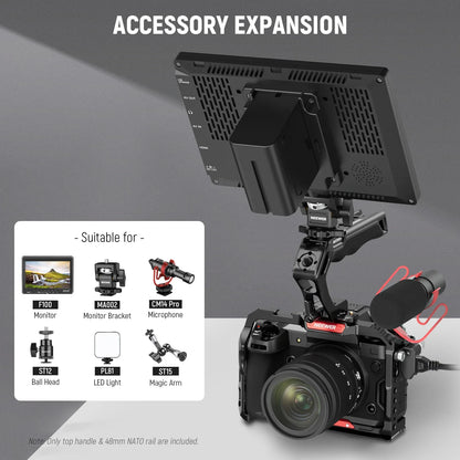 NEEWER Top Handle and NATO Rail Kit – Comfort Silicone Grip with Quick Release NATO Clamp for DSLR Camera Cage and Video Rig