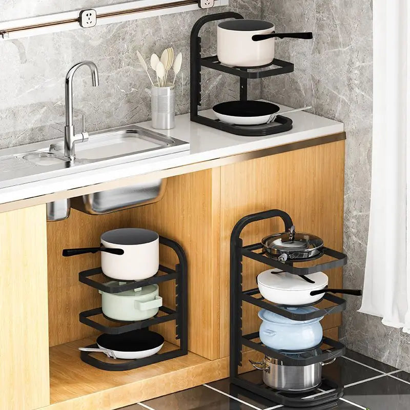 Kitchen Stainless Steel Organizer Set — Multi-Layer Storage Racks, Shelves, Sinks & Household Cabinets