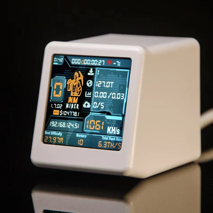 BTC Solo Lottery Miner — ESP32 Desktop Crypto Miner, 1060KH/s Hashrate, Silent, Low Power, Smart TV & Home Gift Clock