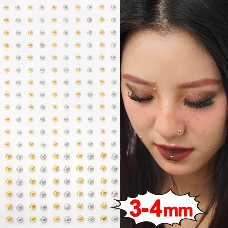 180PCS Non-Piercing Body Jewelry Stickers – Waterproof Self-Adhesive Fake Lip, Nose, Eyebrow & Belly Button Nails