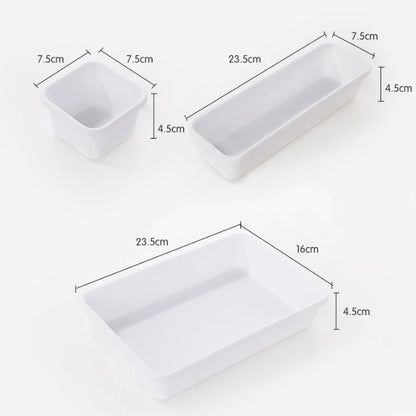 8Pcs Adjustable Drawer Organizer Set – Multi-Purpose Storage Trays for Makeup, Cosmetics, Jewelry, Kitchen & Bathroom Dividers