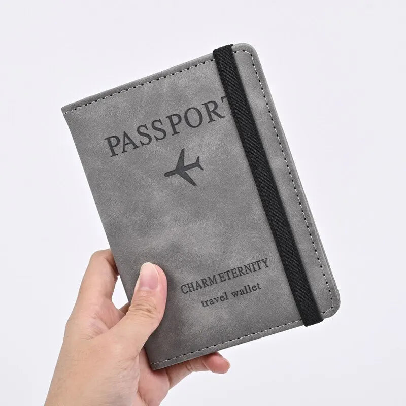Men's PU Leather Travel Passport Wallet - Hand Carry Passport Holder with Card Slots, Business Cards Organizer