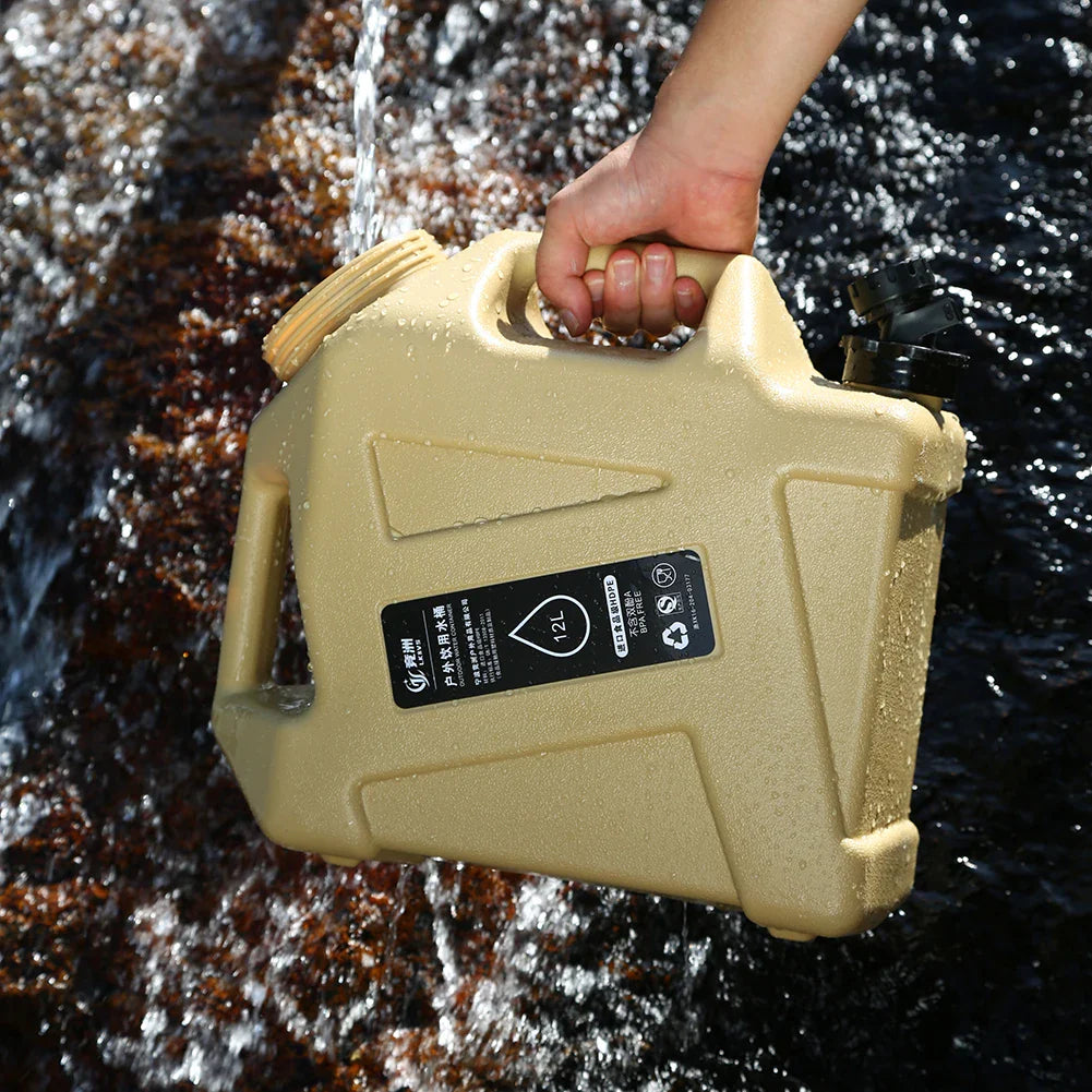 12L Camping Water Container – Large Capacity Outdoor Water Bucket with Faucet, Portable Car Water Tank for Camping, Cooking, Picnic