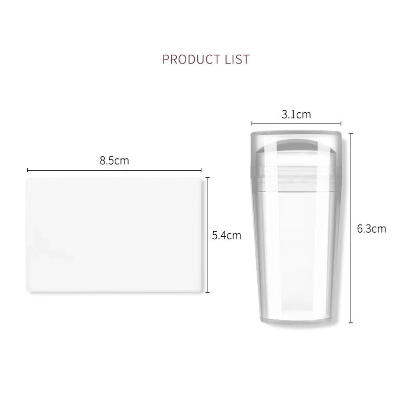Clear Jelly Nail Stamper Set - Silicone Nail Art Stamp Tool with Scraper for Manicure Designs