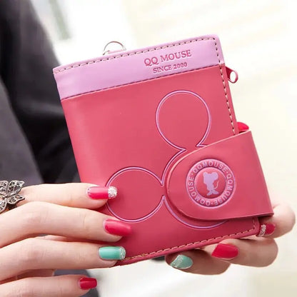 Explosion-Style Women’s Short Wallet — Korean PU Leather Cute Cartoon Zipper Purse, Multi-Card Folding Daily Pocket Wallet for Students