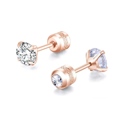 Medical Stainless Steel Zircon Ear Stud Earrings – Hypoallergenic Crystal Cartilage & Tragus Piercing Jewelry with Screw Back