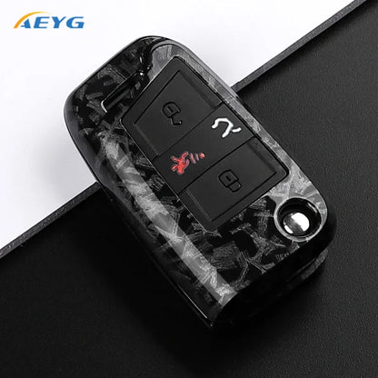 ABS Carbon Fiber Car Key Cover for VW, SEAT & Skoda – Fits Golf 7 MK7, Tiguan MK2, Ateca, Leon FR 2, Ibiza, Octavia