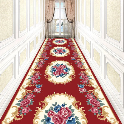 Luxury Chinese Classical Corridor Rug – Crystal Velvet Soundproof Washable Carpet for Villa, Hotel & Living Room