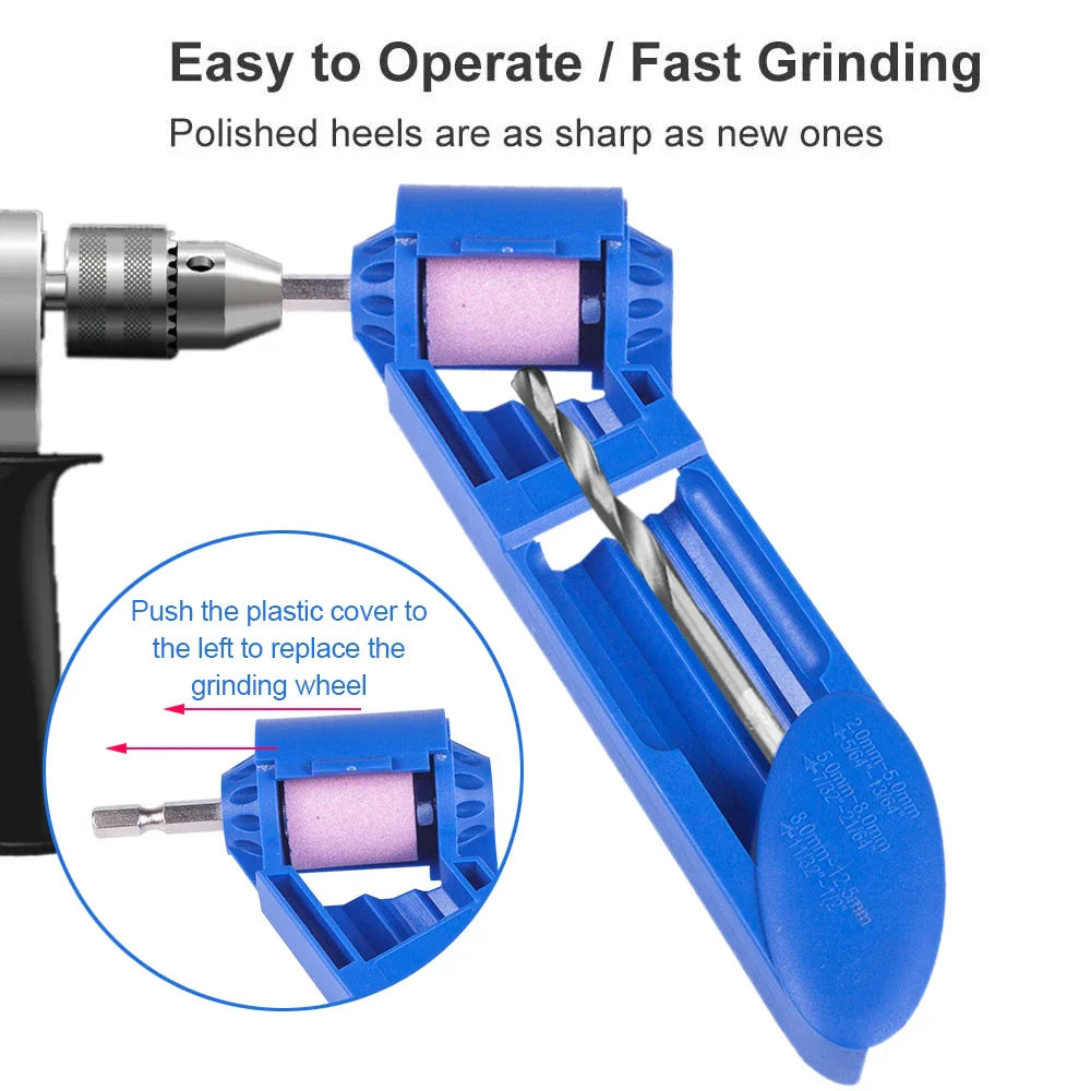 Portable Drill Bit Sharpener - Corundum Grinding Wheel Tool for Twist Drill Bit Sharpening, Step Drill and Dremel Accessories