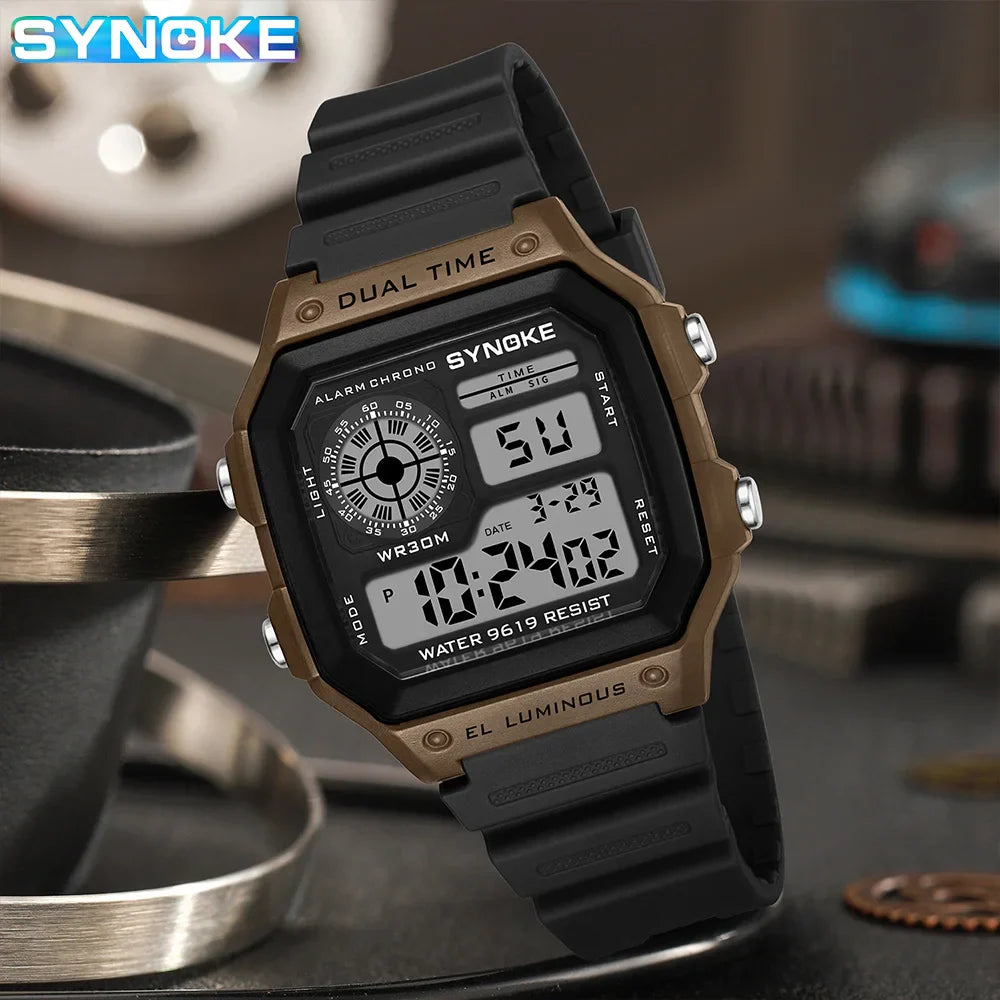 SYNOKE Digital Sports Watch – Luminous Multifunction Waterproof Chrono Wristwatch for Men & Women, Outdoor & Running, Seven Light