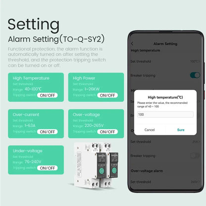 TUYA WiFi/ZigBee Smart Circuit Breaker – MCB with Over Current & Under Voltage Protection, Power Metering, 1-63A Remote Control Switch