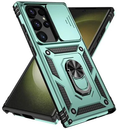 Rotating Camera Lens Armor Case - Military Grade Protective Cover for Samsung Galaxy S20-S25 Series & Note Models