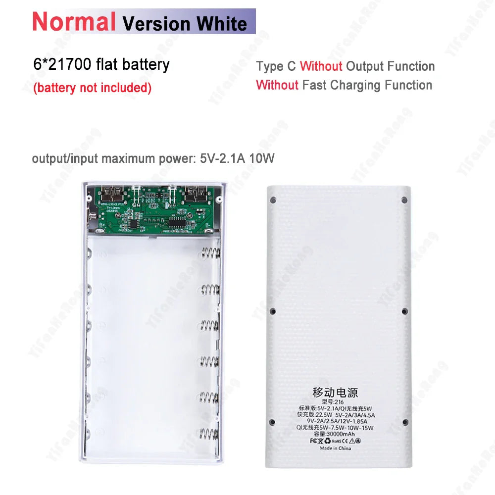 6x21700 Battery Charger Box – DIY Power Bank Holder with Dual USB & LED Light