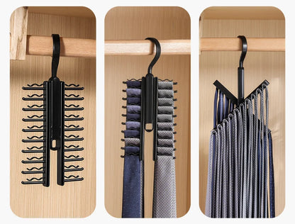 360° Rotating Multi-Functional Plastic Hanger — Adjustable Home Rack for Belts, Scarves & 20 Ties