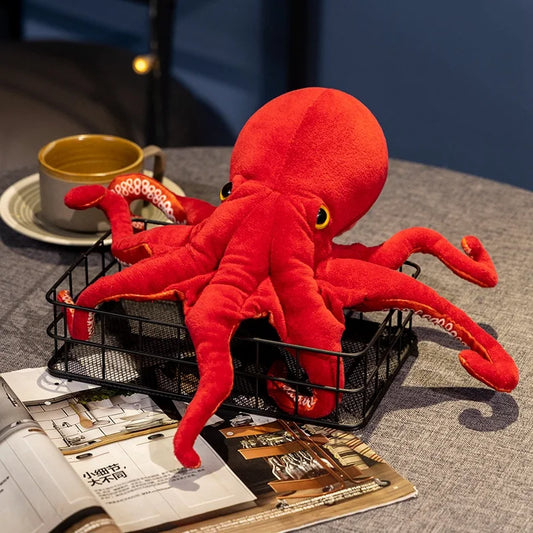 Lifelike Octopus Plush Toy — 40-75cm Red Stuffed Sea Animal Doll for Kids Gifts
