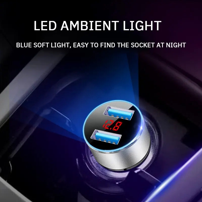 JMGC001A Intelligent Dual USB Car Charger - Multifunctional with Digital Display for Vehicle Charging