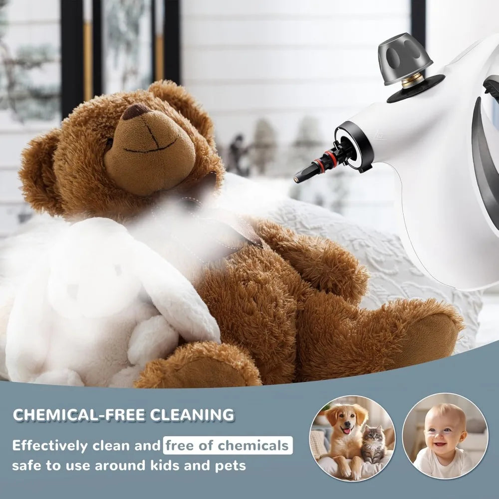Portable Handheld Steam Cleaner – Large Capacity with 11 Piece Accessory Set for Floor, Car, Carpet & Window Cleaning