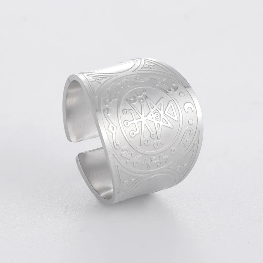 Dawapara 7 Archangels Protection Ring – Metatron Cube, Lilith Symbol, King Solomon Secrets Vintage Amulet Jewelry