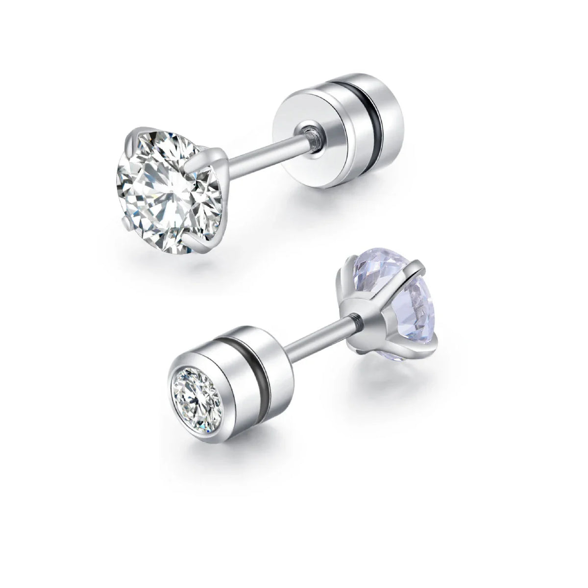 Medical Stainless Steel Crystal Zircon Ear Studs – Hypoallergenic Tragus & Cartilage Screw Piercing Earrings Jewelry