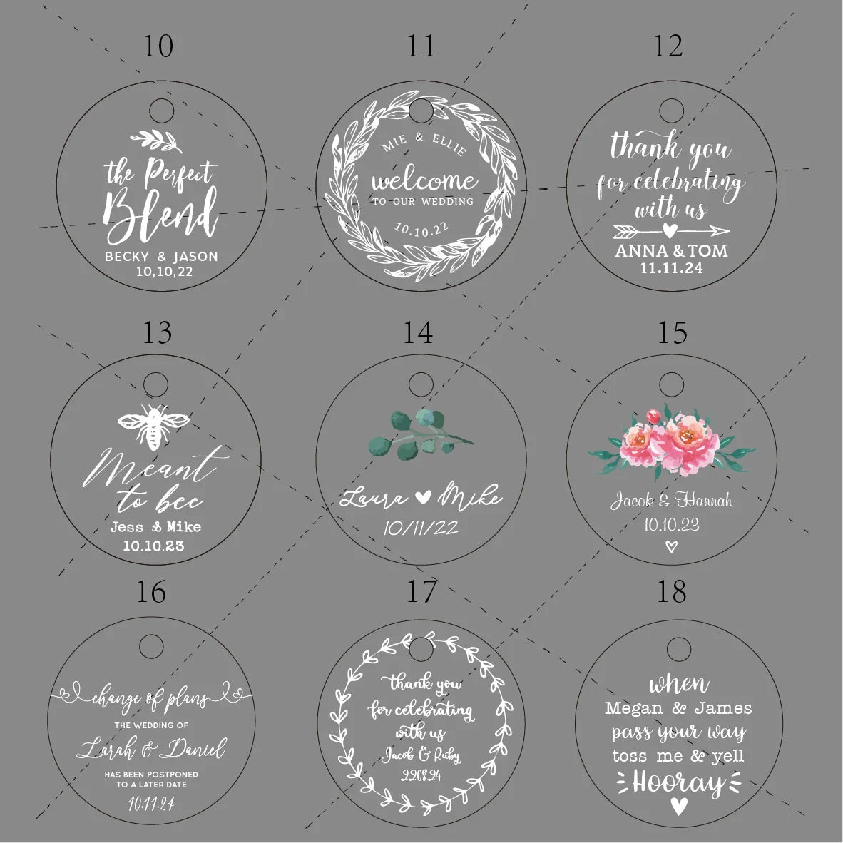 BY49 35mm Kraft & Black Paper Labels – Customizable Name & Date Wedding Decoration Stickers