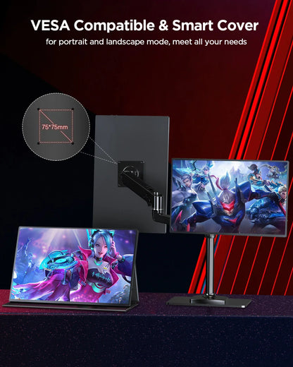 UPERFECT 16-Inch 2K Portable Monitor — 2560x1600, 16:10, 120Hz Gaming Display with 100% sRGB & 500Cd/m² for Xbox, PS5, Switch, Laptop & Mac