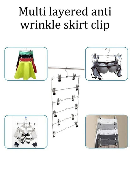 Multi-Functional Folding Multi-Layer Pants Rack – Anti-Slip Seamless Wardrobe Hanger for Home Storage
