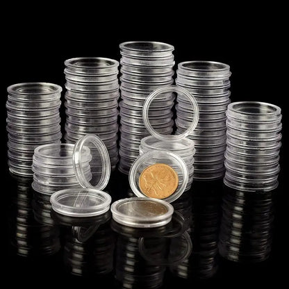 Coin Capsules Storage Box - Clear Plastic Holders for 21/23/25/30/32/38/40/45mm Coins