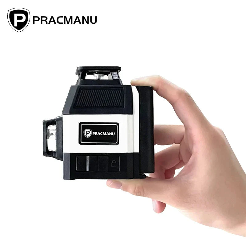 Pracmanu Mini 12-Line 3D Laser Level – 360° Self-Leveling Horizontal & Vertical Green Beam Laser