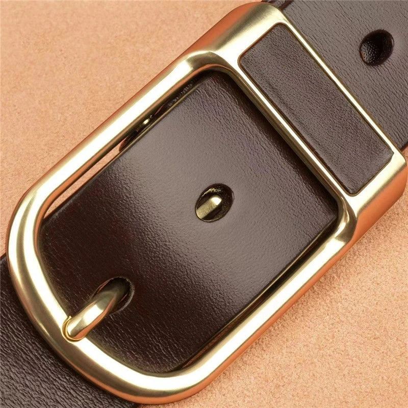 Genuine Leather Men's Belt – High-Quality Buckle, Cowskin Casual & Business Waistband, Fashion Designer 2022 New